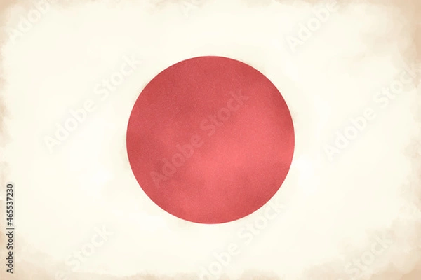 Fototapeta 日の丸（日本の国旗）の手描きビンテージ風イラスト