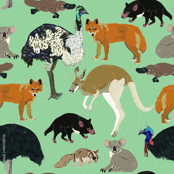 Obraz Australian animals seamless pattern.