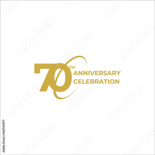 Fototapeta 70 years anniversary. Anniversary template design concept with golden number , design for event, invitation card, greeting card, banner, poster, flyer, book cover and print. Vector Eps10
