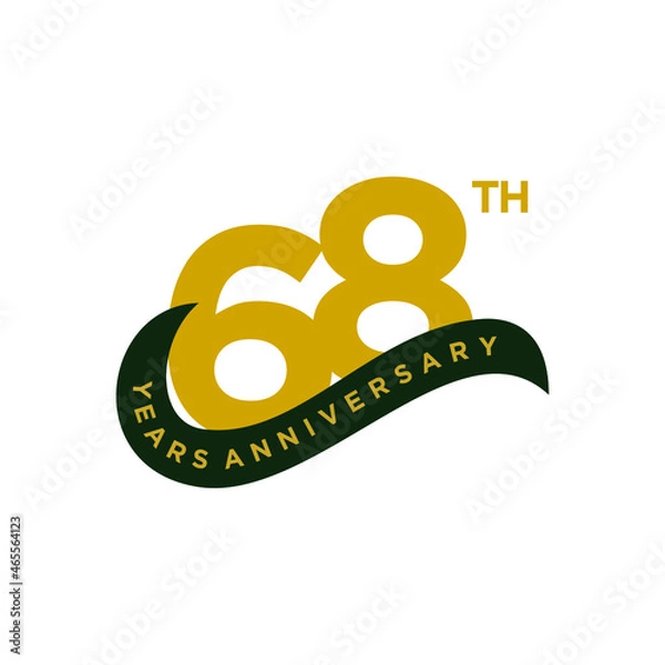 Fototapeta 68 years anniversary. Anniversary template design concept with golden number , design for event, invitation card, greeting card, banner, poster, flyer, book cover and print. Vector Eps10