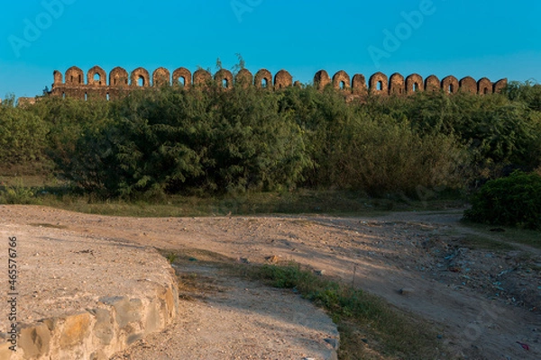 Obraz Rohtas Fort wall view surrounded by green bushes
