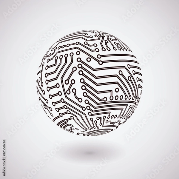 Fototapeta Vector circuit board sphere