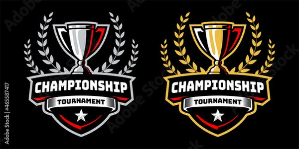 Obraz Championship tournament with trophy badge design