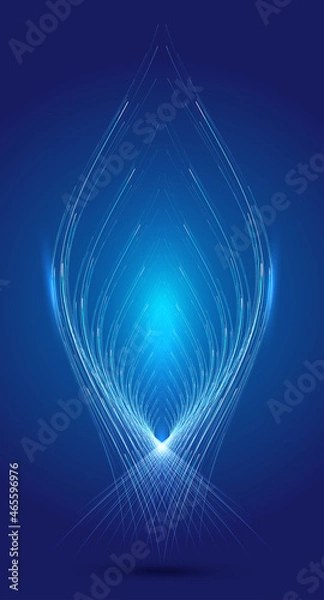 Obraz Shaped like blade veins texture blue luminous lines technology sense background