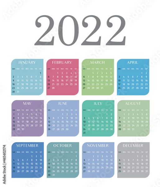 Fototapeta Modern vector of 2022 new year calendar sunday first. 