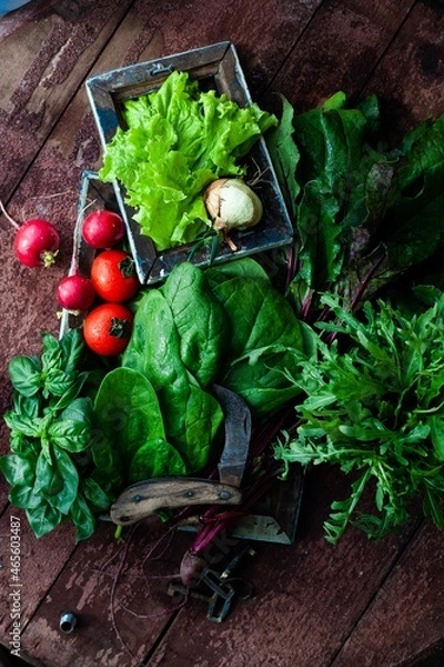 Obraz vegetables on a wooden table