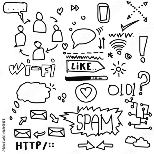 Obraz vector Hand drawn internet doodles.