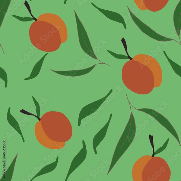 Obraz seamless pattern with peach on green