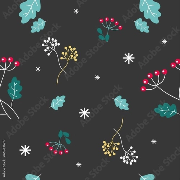 Obraz Christmas and New Year's seamless vector pattern. Dark background