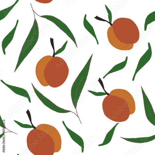 Obraz seamless pattern with peach and leaves
