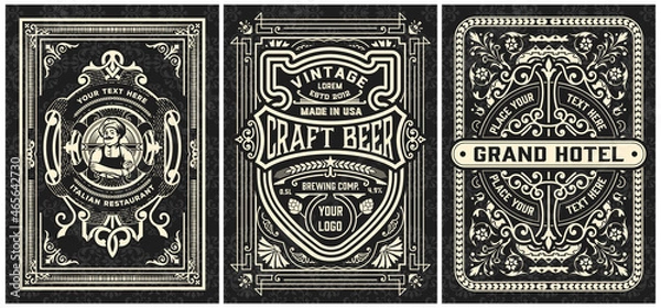 Obraz Set of 3 vintage labels for packing
