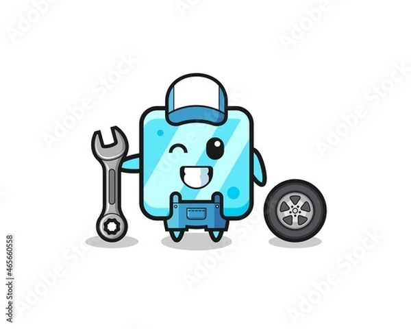Fototapeta the ice cube character as a mechanic mascot