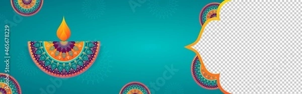 Fototapeta Diwali Banner Background with Colorful Diya for Website or cover
