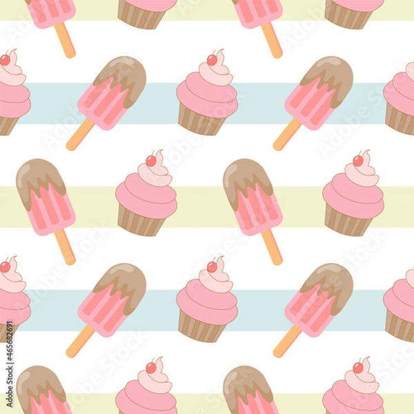 Fototapeta Ice cream seamless pattern Vector illustration.cute pattern.