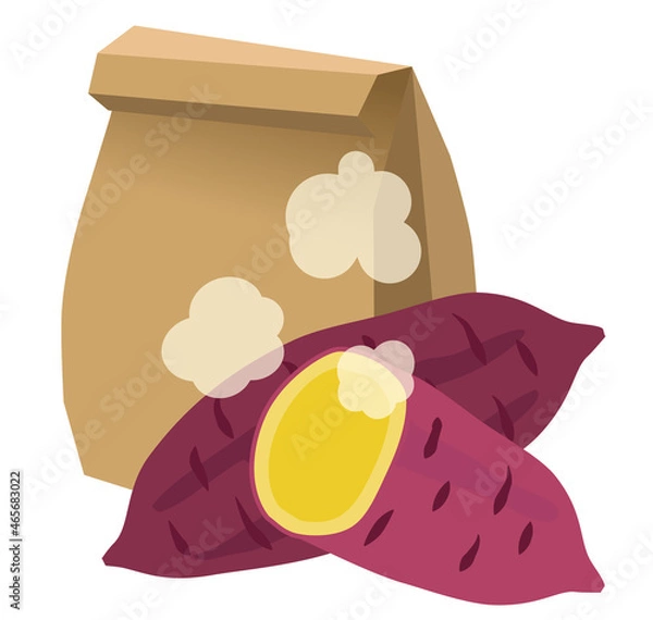 Fototapeta 紙袋とやきいものイラスト