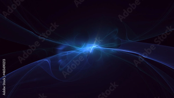 Fototapeta 3D rendering abstract blue fractal light background