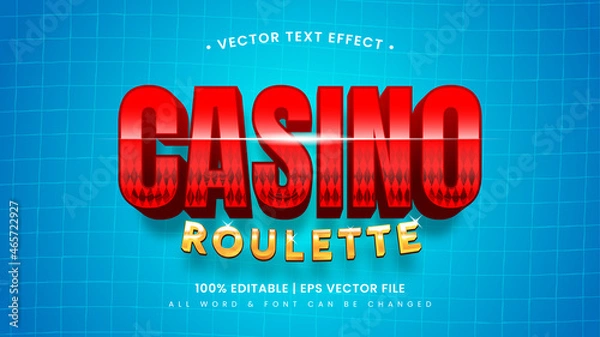Fototapeta Casino Roulette 3d Text Style Effect. Editable illustrator text style.