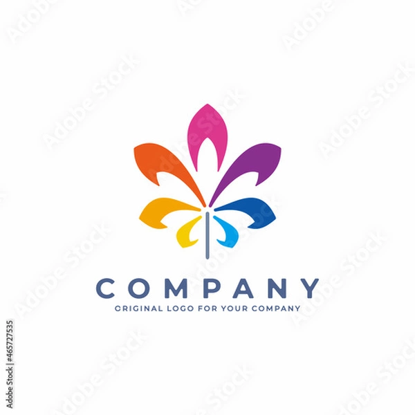 Fototapeta Abstract colorful logo with combination leaf and gradient color.