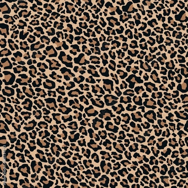 Fototapeta Vector background leopard pattern seamless, classic print. The skin of a wild cat.