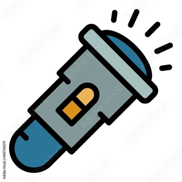 Fototapeta Investigator flashlight icon. Outline investigator flashlight vector icon color flat isolated