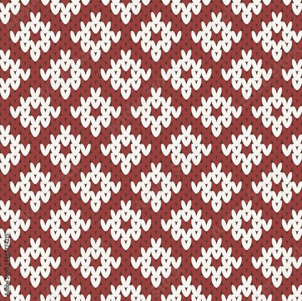 Obraz 編み物・ニットパターン赤（シームレス）