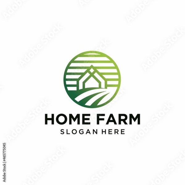 Obraz Farmhouse logo design template, fresh frame, green leaf farm, ecology, nature logo design vector icon