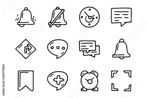 Fototapeta Notification line vector doodle simple icon set