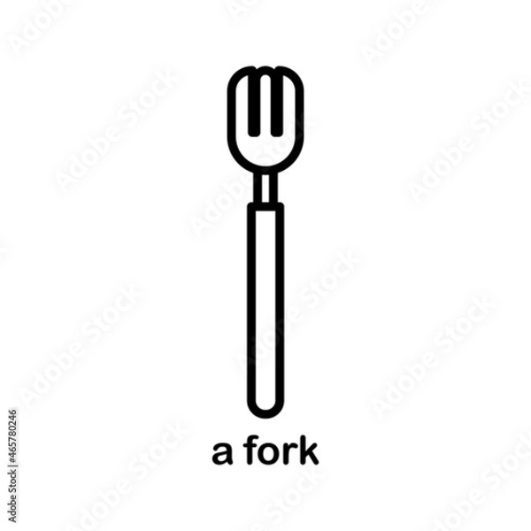 Obraz Cutlery fork line flat icon, isolated kitchen utensils and flatware vector illustration