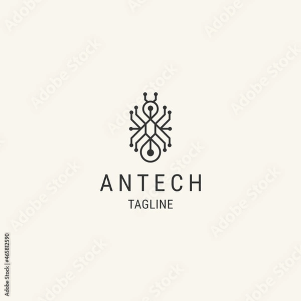 Obraz Ant technology line art logo template
