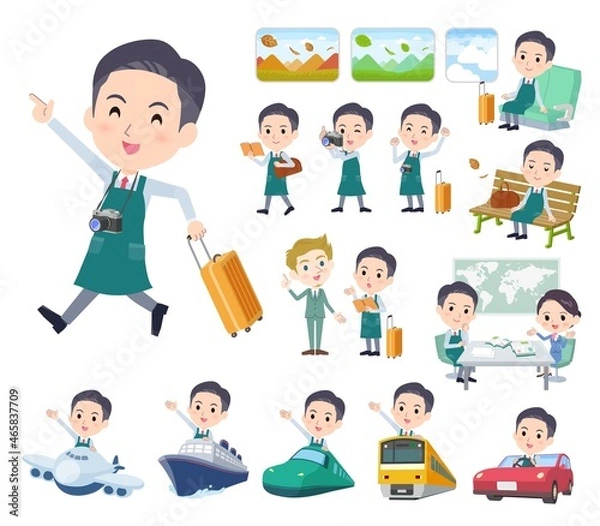 Fototapeta 旅行に関するスーパーマーケット店員男性のセット