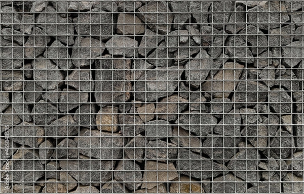 Obraz gabion retaining wall facade, texture or source, architectural structure