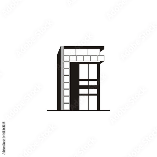 Obraz Small black shop building icon vector