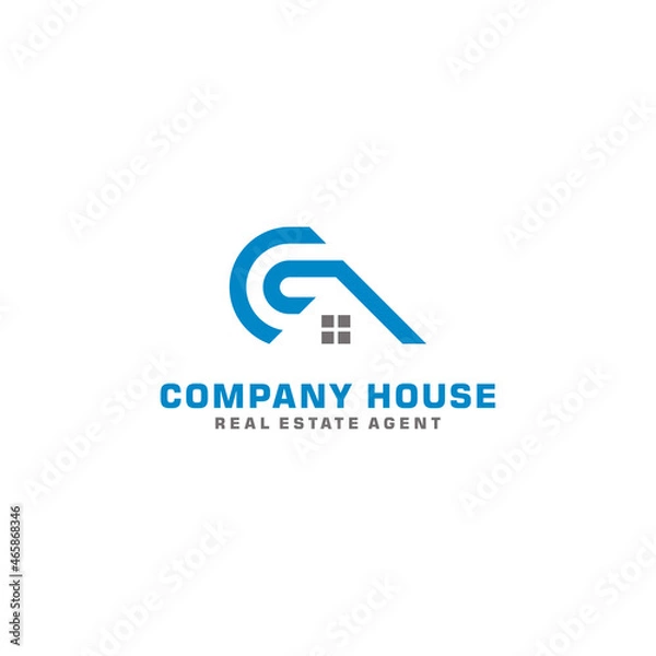 Obraz Vector logo combination of initials C and house building
