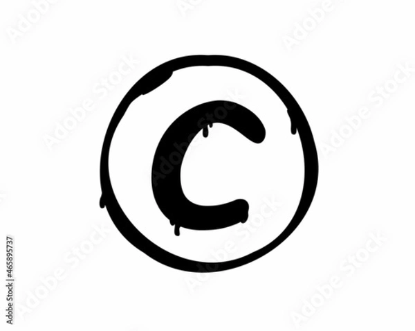 Fototapeta Vector illustration of graffiti sprayed copyright symbol