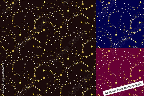 Fototapeta Seamless pattern swatch,  CS, shooting stars.