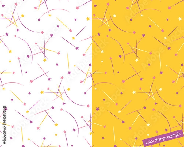 Fototapeta Seamless pattern swatch,  CS, shooting stars(warm colors).