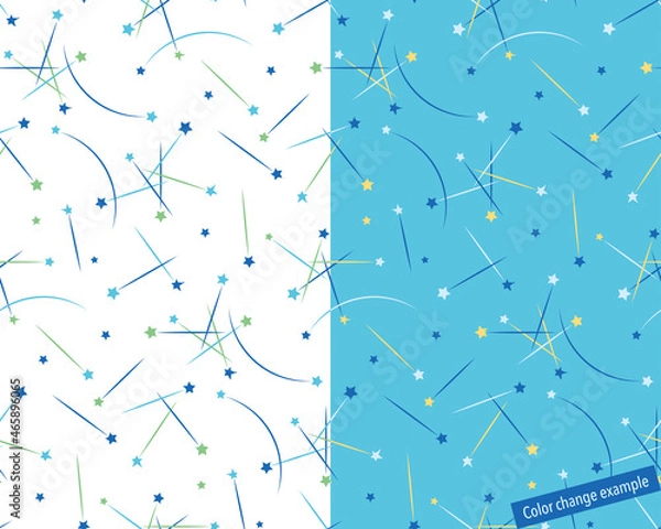 Fototapeta Seamless pattern swatch,  CS, shooting stars(Blue).