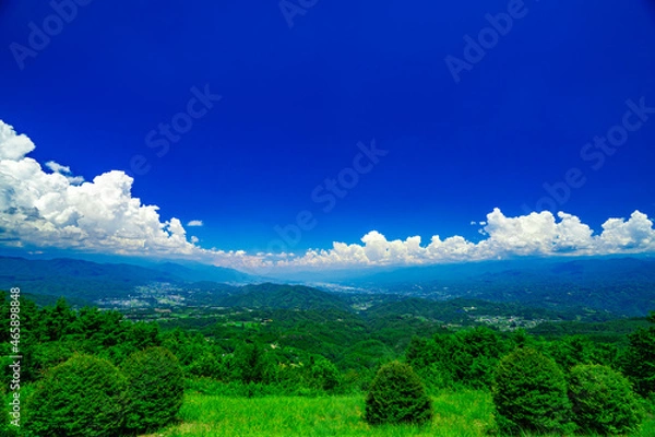 Obraz 下条村　夏の極楽峠から見るパノラマ　阿智村　飯田市　下条村