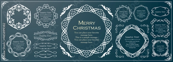 Fototapeta クリスマスをイメージしたフレームデザインのセット。アンティーク。ビンテージ。エレガント	
