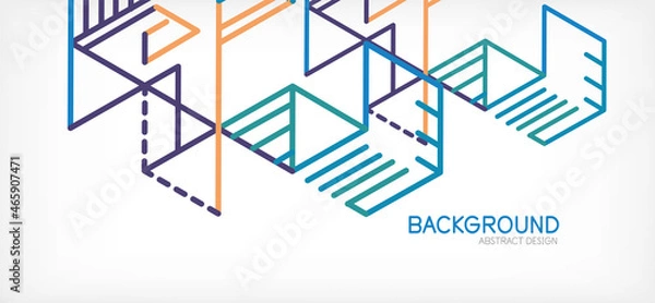 Fototapeta Abstract background. Color lines on white background. Linear abstract composition. Techno or business concept for wallpaper, banner, background, landing page
