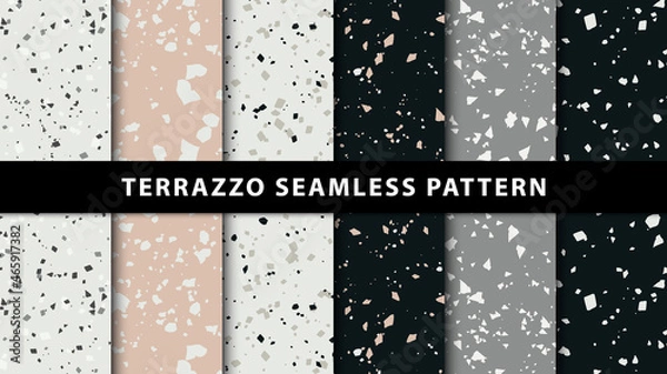 Obraz Set of terrazzo seamless patterns. Premium Vector