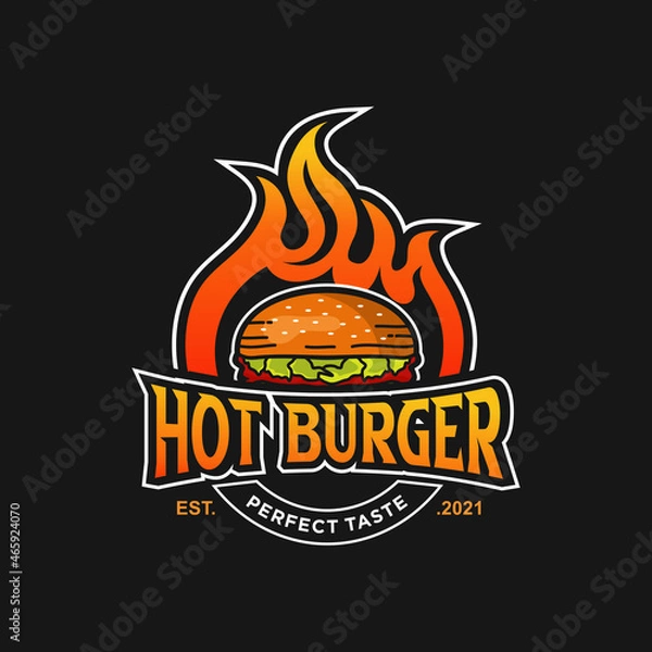 Obraz Hot Burger logo Premium Vector