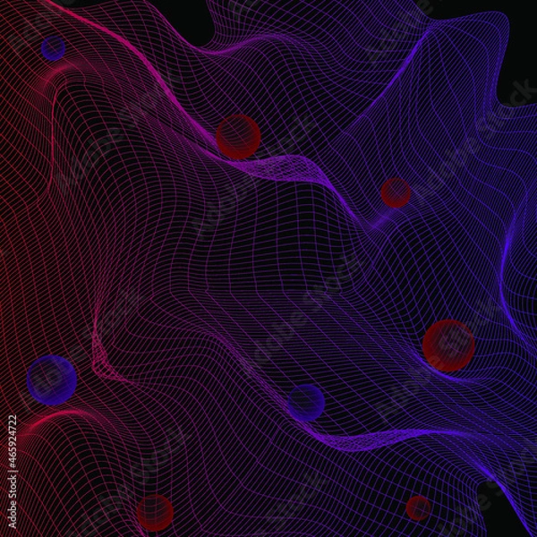 Obraz Red violet gradient abstract wave technology background with black background digital effect corporate concept