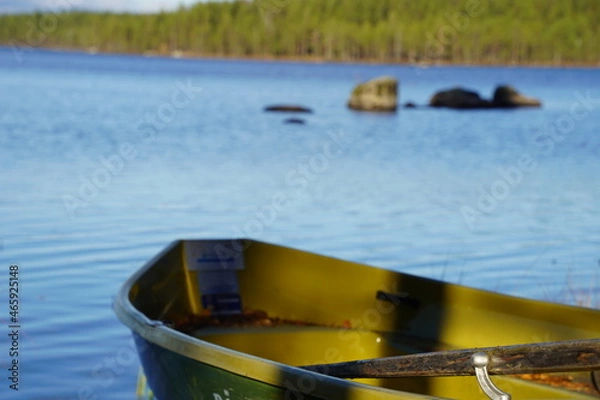 Obraz 湖畔とボート、ボート