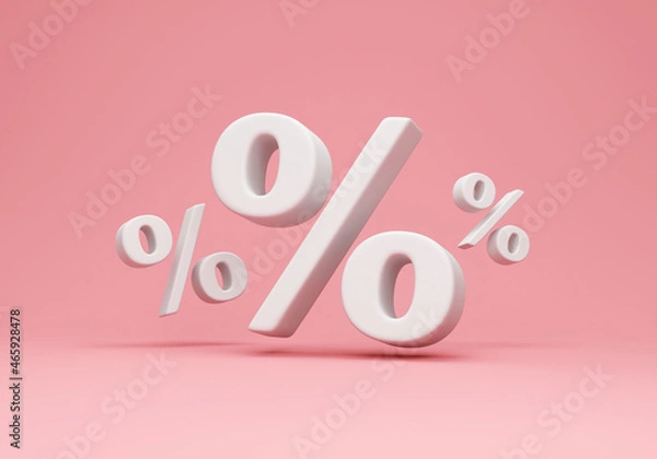 Fototapeta Group of Percent Symbols on pink studio background