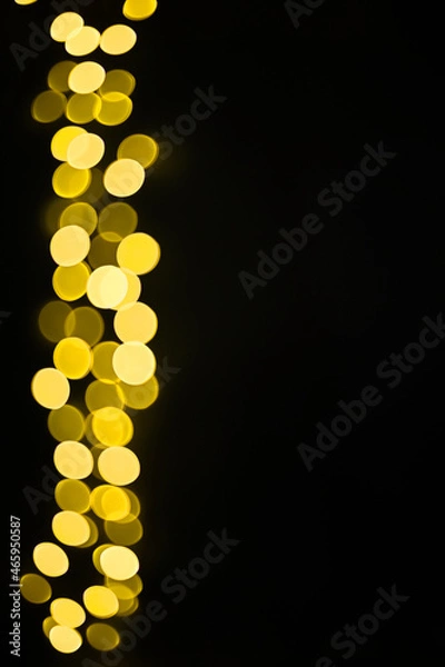 Fototapeta Christmas background. Background with christmas lights. Flat view, top view, copy space. Bokeh lights