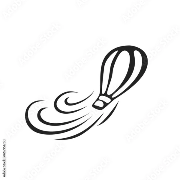 Fototapeta Isolated outline balloon logo. Vector aerostate in motion icon