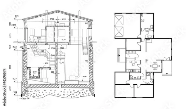 Obraz Plan domu architekta. Wektorowy plan