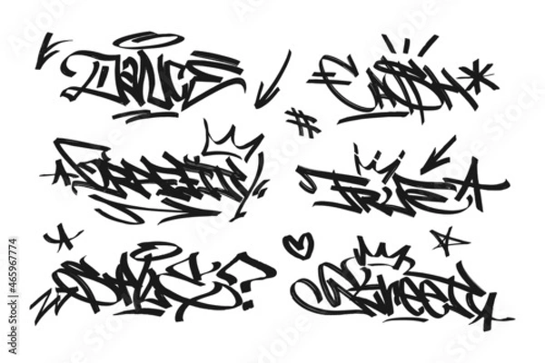 Obraz graffiti  with letters, bright lettering tags in the style of graffiti street art. Vector illustration