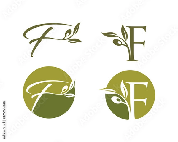 Obraz Olive Monogram Logo Initial Letter F